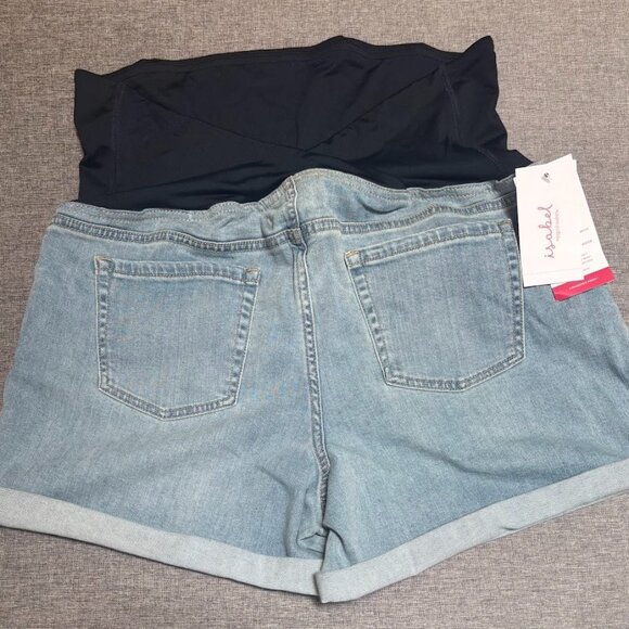 Over Belly High-Rise Maternity Jean Shorts, Size 14 - Picture 2 of 9